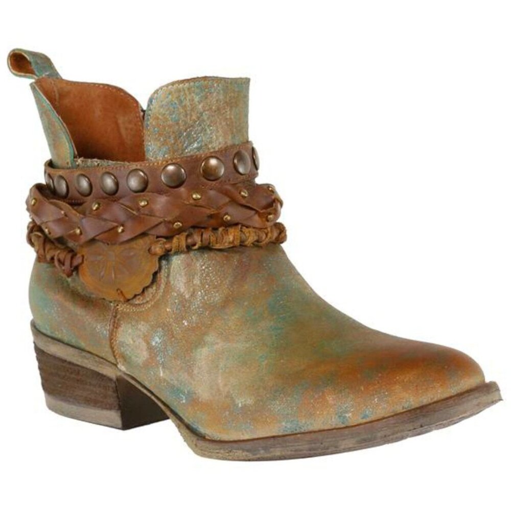 Circle G Women's Harness and Studded Booties - Round Toe